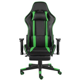 Obrotowy fotel gamingowy z podnóżkiem, zielony, PVC