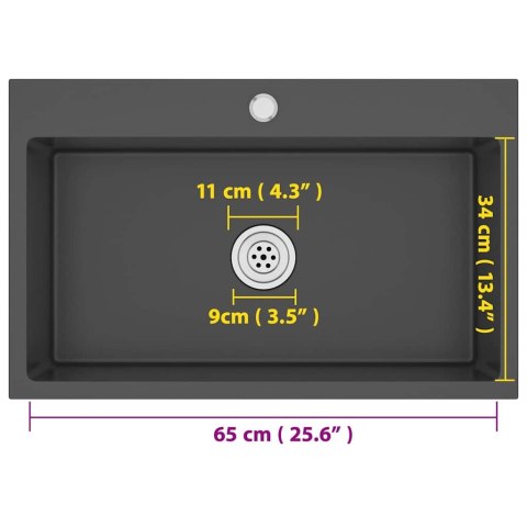 Ręcznie robiony zlew kuchenny, czarny, stal nierdzewna