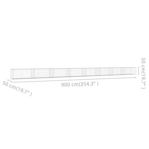 Ściana gabionowa z pokrywami, galwanizowana stal, 900x50x50 cm