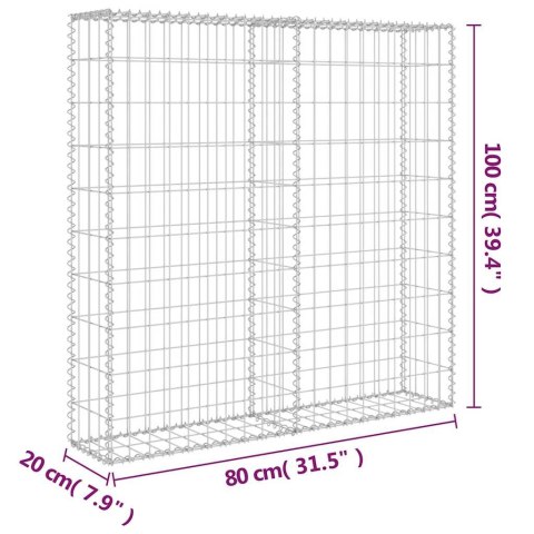 Ściana gabionowa z pokrywami, stal galwanizowana, 80x20x100 cm