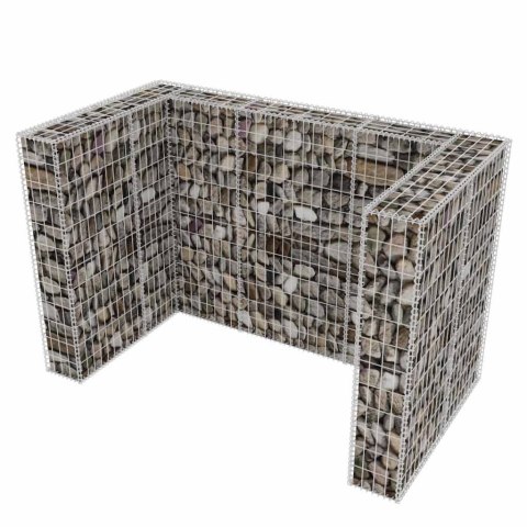 Gabion osłonowy na 2 kosze na śmieci, stalowy, 180x100x120 cm