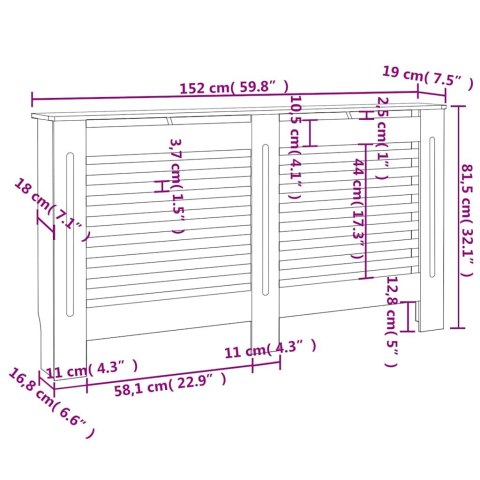 Osłona na kaloryfer, antracytowa, 152x19x81 cm, MDF