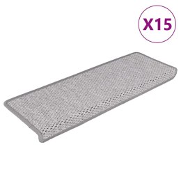 Samoprzylepne nakładki na schody 15 szt., 65x21x4 cm, platynowe