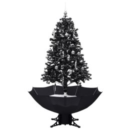 Choinka sypiąca śniegiem, podstawa parasolowa, czarna, 170 cm