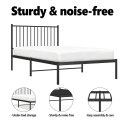 Metalowa rama łóżka z wezgłowiem, czarna, 100x200 cm