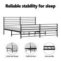 Metalowa rama łóżka z wezgłowiem i zanóżkiem, czarna, 193x203cm