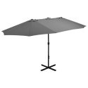 Parasol ogrodowy na słupku aluminiowym, 460x270 cm, antracytowy