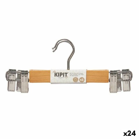 Zestaw Wieszaków Kipit 29100196 Brązowy Srebrzysty Drewno Metal 28,5 x 2,5 x 11,5 cm Klamerki (24 Sztuk)