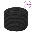 Linka żeglarska, czarna jednolita, 12 mm, 100 m, polipropylen