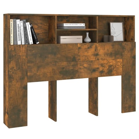 Wezgłowie łóżka z półkami, przydymiony dąb, 140x19x103,5 cm