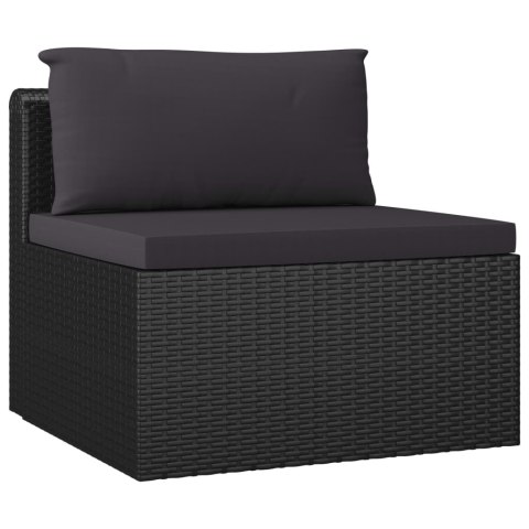 9-częściowy zestaw mebli do ogrodu, poduszki, rattan PE, czarny 9-częściowy zestaw mebli do ogrodu, poduszki, rattan PE, czarny