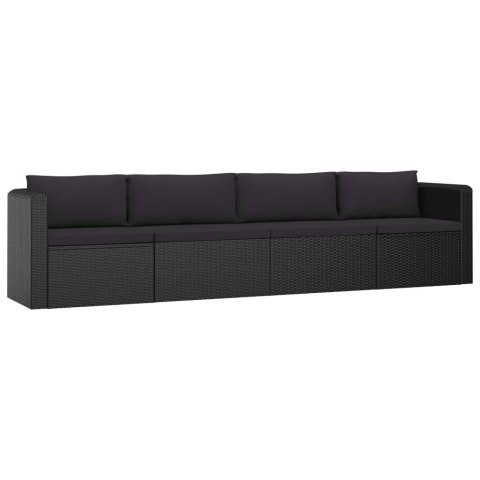 9-częściowy zestaw mebli do ogrodu, poduszki, rattan PE, czarny 9-częściowy zestaw mebli do ogrodu, poduszki, rattan PE, czarny