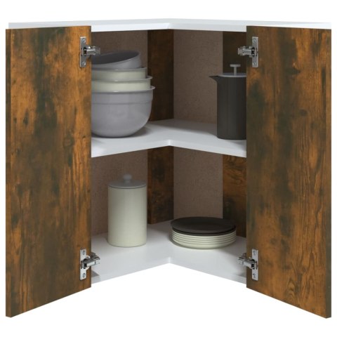 Wisząca szafka narożna, przydymiony dąb, 57x57x60 cm