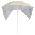 Parasol plażowy ze ściankami bocznymi, piaskowy, 215 cm
