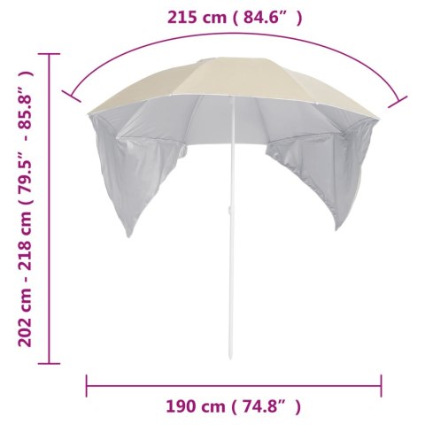Parasol plażowy ze ściankami bocznymi, piaskowy, 215 cm
