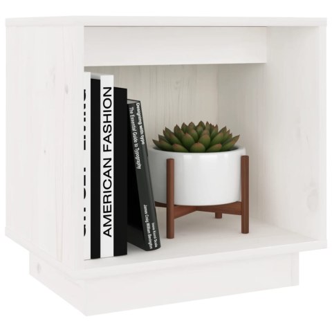 Szafka nocna, biała, 40x30x40 cm, lite drewno sosnowe