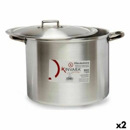 Garnek z Pokrywką Srebrzysty Aluminium 44 x 30 x 35 cm (2 Sztuk)