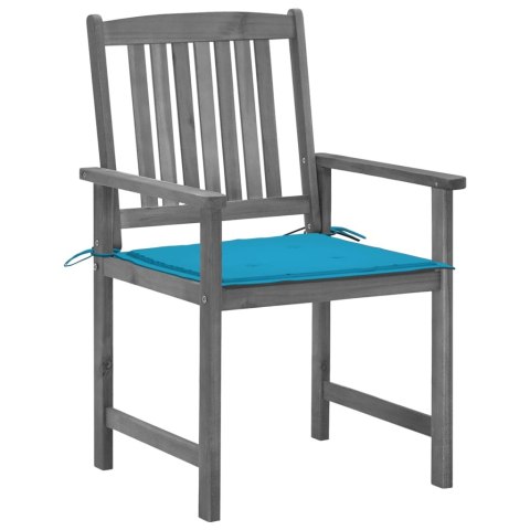 Krzesła reżyserskie z poduszkami, 4 szt., szare, akacjowe