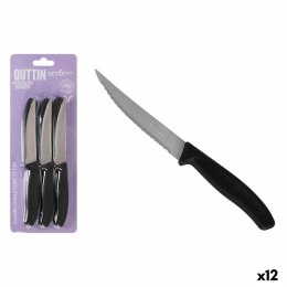 Zestaw Noży do Mięsa Quttin Czarny Srebrzysty 11 cm 6 Części (12 Sztuk)