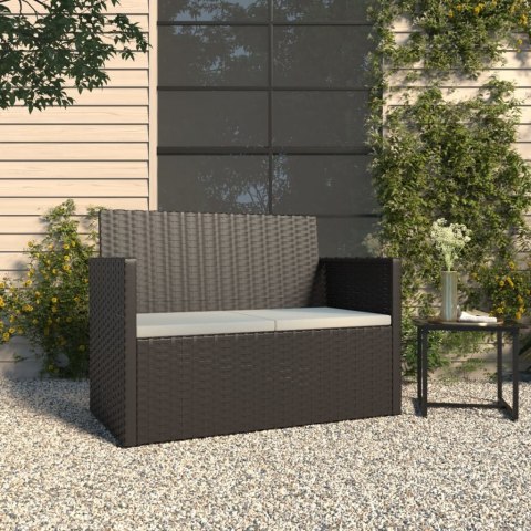 Ławka ogrodowa z poduszkami, czarna, 105 cm, polirattan