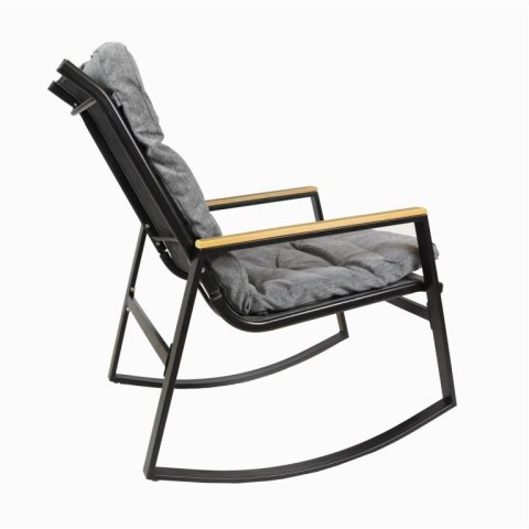 Fotel bujany, stalowy, z poduszkami, szary, 2szt