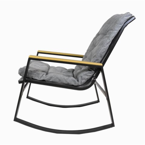 Fotel bujany, stalowy, z poduszkami, szary, 2szt