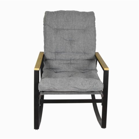 Fotel bujany, stalowy, z poduszkami, szary, 2szt