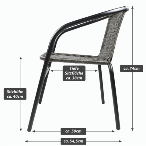 Krzesło ogrodowe bistro, sztaplowane, ciemnoszare