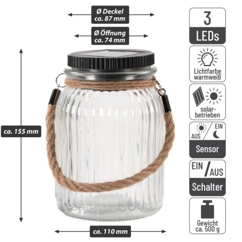 Lampy solarne, 3 LED, plastikowe, zimna biel, 3 szt.