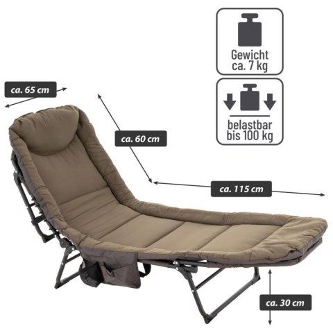 Leżak kempingowy z poduszką, 175 x 65 cm, khaki.