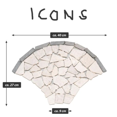 Mozaika z naturalnego kamienia, wachlarz, beż 0,98 m².