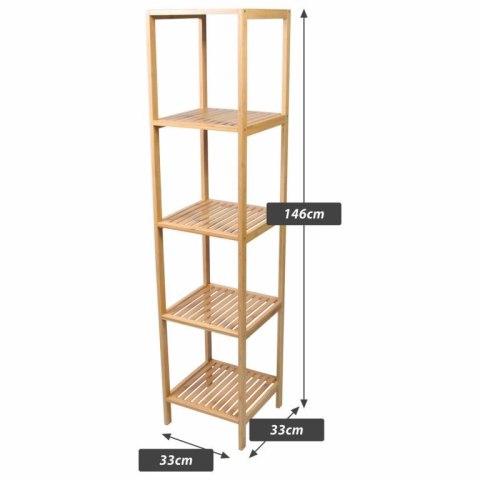 Regał bambusowy, 5 półek, kwadratowy 33 x 33 x 146 cm.