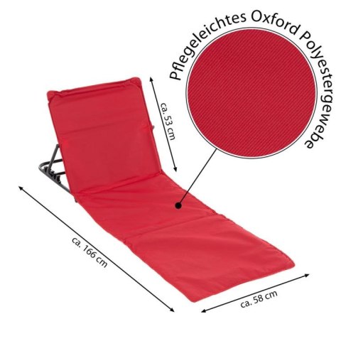 Regulowana podkładka plażowa z oparciem, czerwona, 2 sztuki