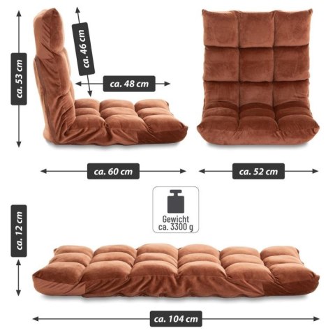 Składane krzesło podłogowe, 60 x 52 x 53 cm, brązowe