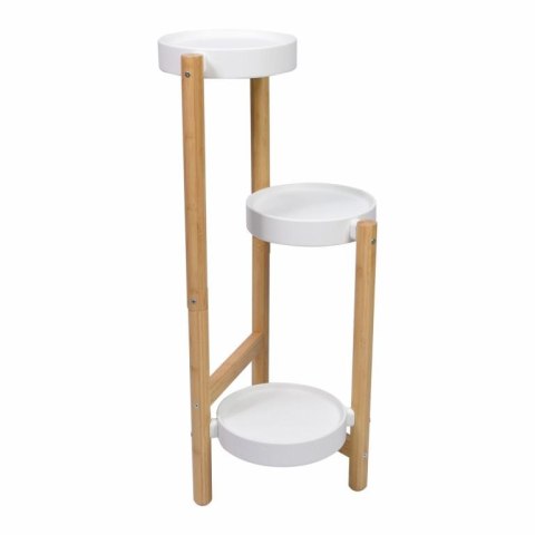 Stojak na kwiaty, bambus/metal, 36,5 x 33 x 70 cm, biały