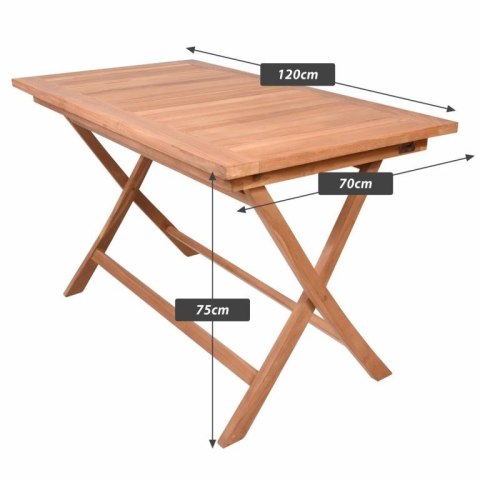 Stół jadalniany DIVERO, obrobione drewno teakowe, 120 x 70cm