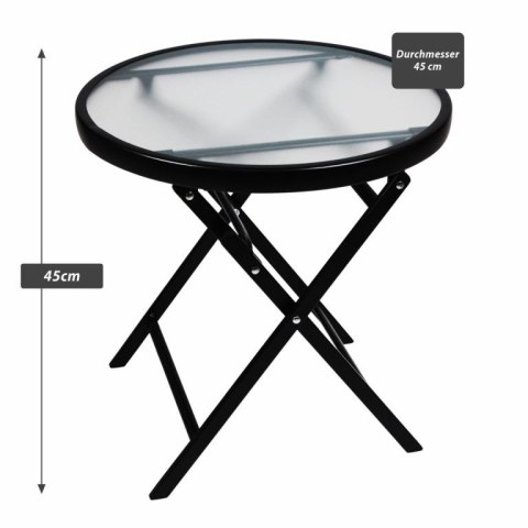 Stolik pomocniczy ze szklanym blatem, czarny, Ø 45 cm, stal