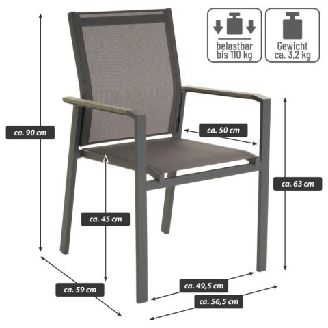 Zestaw krzeseł ogrodowych, szary, 2szt