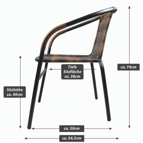 Zestaw krzeseł ogrodowych bistro,brązowe, 2 szt