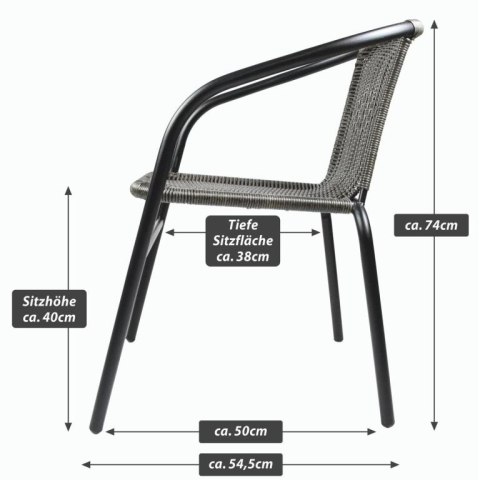 Zestaw krzeseł ogrodowych, ciemnoszarych, 2 szt