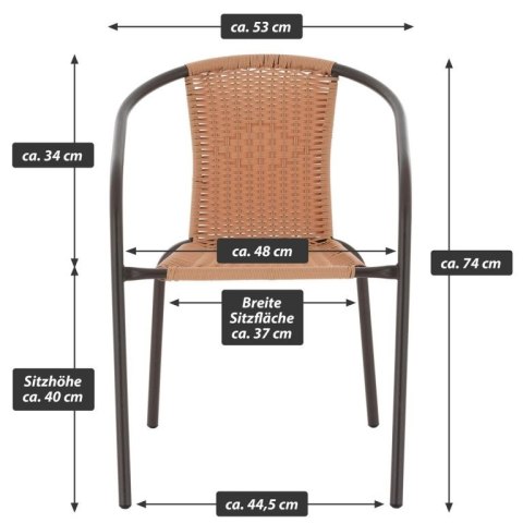 Zestaw ogrodowy, polirattan, 2 krzesła + stół szklany