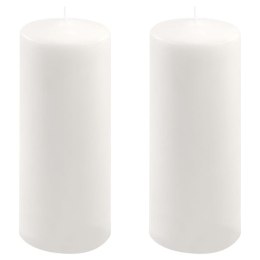 Zestaw słupkowych świec, 25 cm, Ø 10 cm, biały, 2 sztuki.