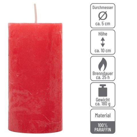 Zestaw świec rustykalnych, 10 cm, Ø 5 cm, czerwony, 16 szt.