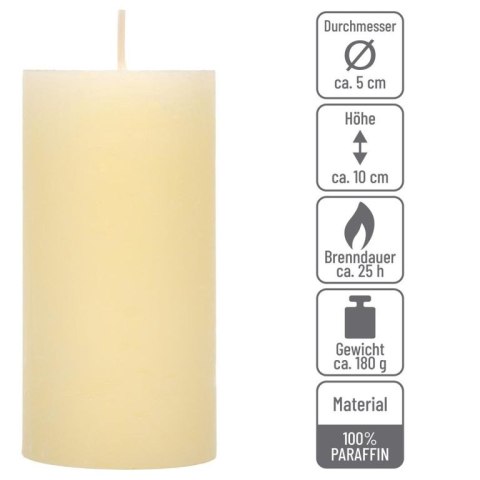 Zestaw świec rustykalnych, 10 cm, Ø 5 cm, kremowy, 8 szt.