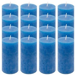 Zestaw świec rustykalnych, 10 cm, Ø 5 cm, niebieskie, 16 szt