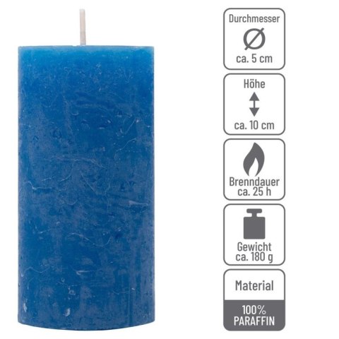 Zestaw świec rustykalnych, 10 cm, Ø 5 cm, niebieskie, 16 szt