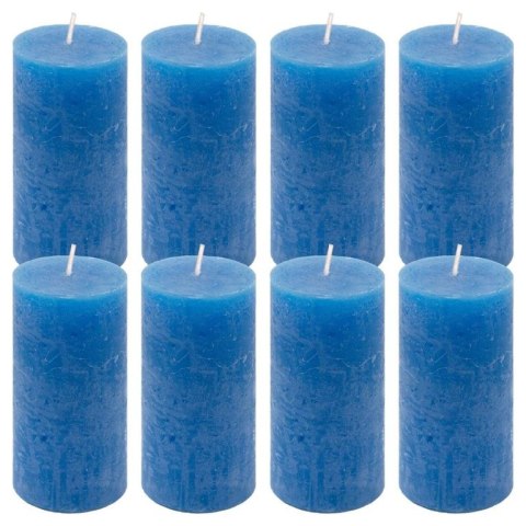 Zestaw świec rustykalnych, 10 cm, Ø 5 cm, niebieskie, 8 szt.