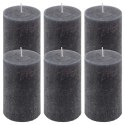 Zestaw świec rustykalnych, 11,5 cm, Ø 6,8 cm, antracyt, 6szt