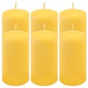 Zestaw świec słupkowych, 11,5 cm, Ø 6 cm, żółty, 6 sztuk.