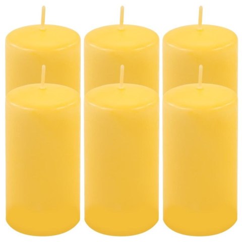 Zestaw świec słupkowych, 11,5 cm, Ø 6 cm, żółty, 6 sztuk.